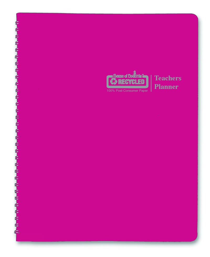 House of Doolittle Teachers Planner, Pink Leatherette Cover, 45 Weeks, 7 Periods, Seating Chart, Records, 8.5 x 11 Inch (HOD50905) - Image 1